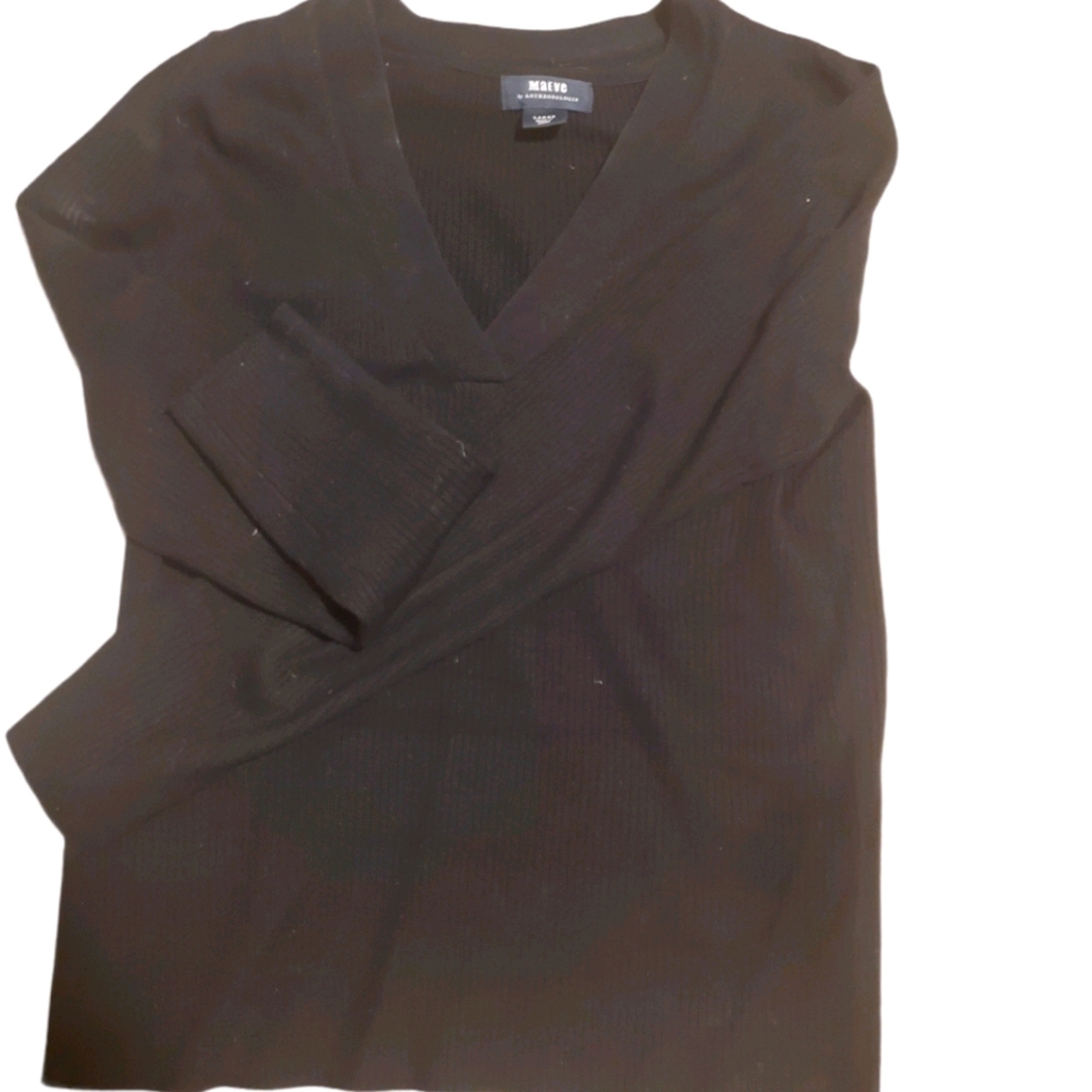 Maeve Anthropologie  V-neck Blk Sweater Lg